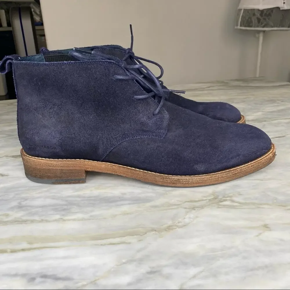 SKECHERS MARK NASON Mens Blue Suede Oxford Derby Lace Up Boot Size 11.5